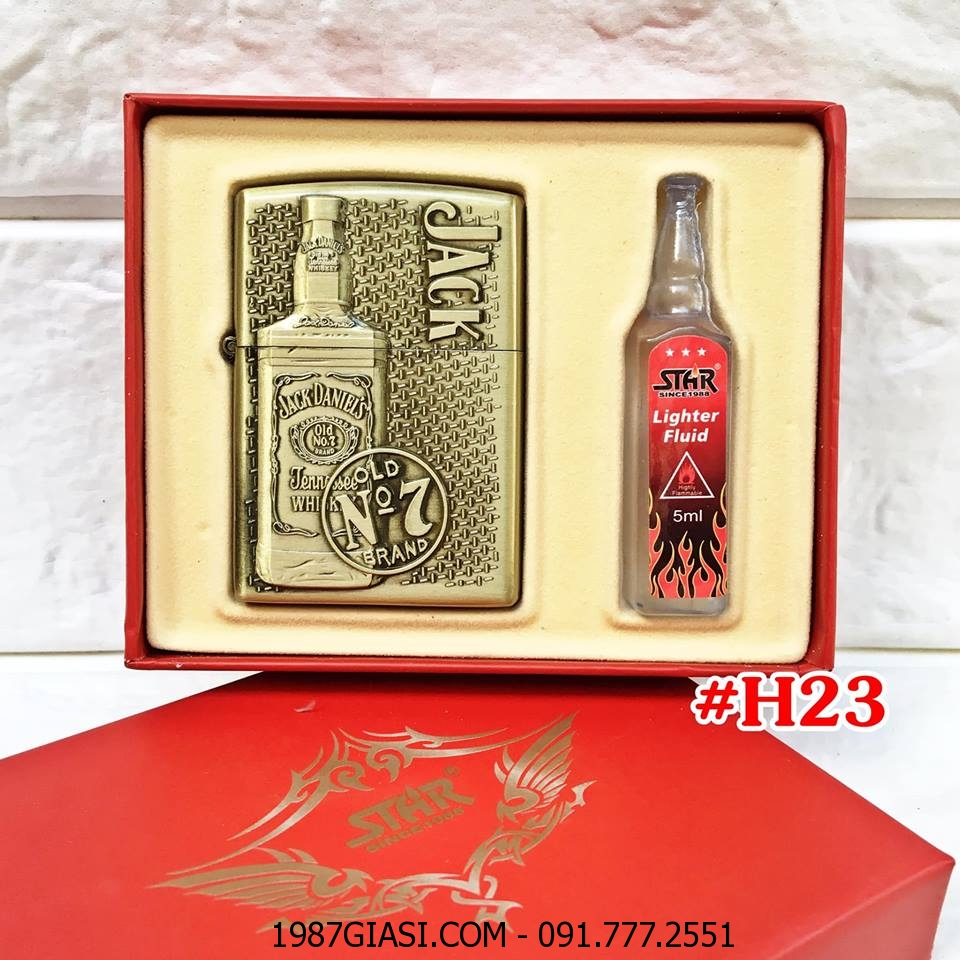 BẬT LỬA ZIPPO THƯƠNG HIỆU RƯỢU HÌNH NỔI (CÓ HỘP VÀ XĂNG) H23