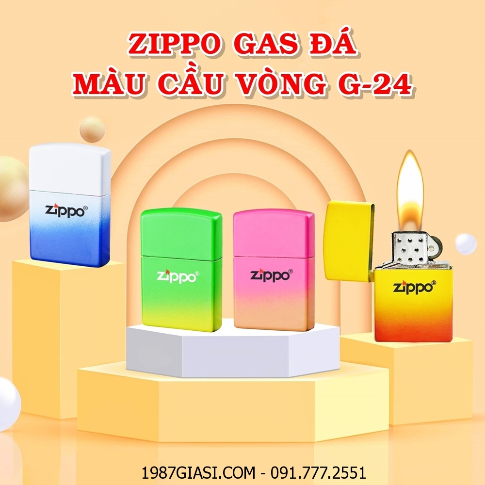 BẬT LỬA ZIPPO GAS ĐÁ MÀU CẦU VÒNG G-24 - (XÀI GAS)