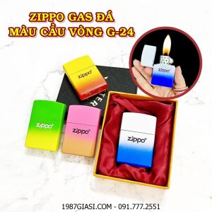 BẬT LỬA ZIPPO GAS ĐÁ MÀU CẦU VÒNG G-24 (CÓ HỘP) - (XÀI GAS)