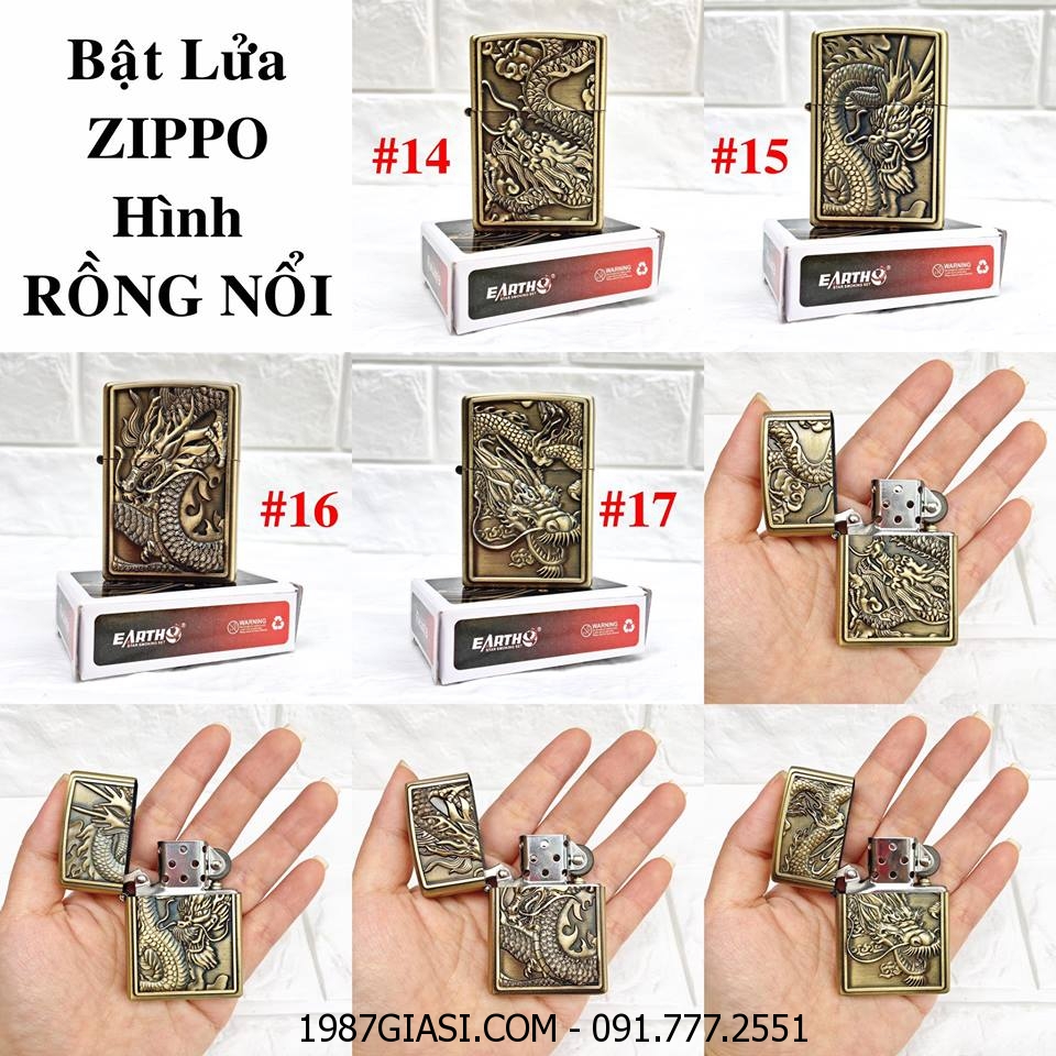 BÂT LỬA ZIPPO HÌNH RỒNG NỔI CÁC KIỂU - (XÀI XĂNG)