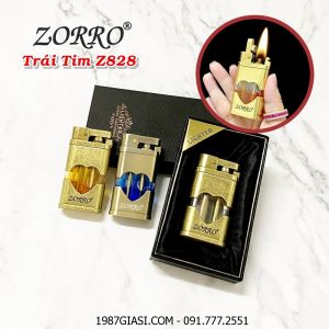 BẬT LỬA ZORRO XĂNG LỘ THIÊN HÌNH TRÁI TIM Z828 (CÓ HỘP) - (XÀI XĂNG)