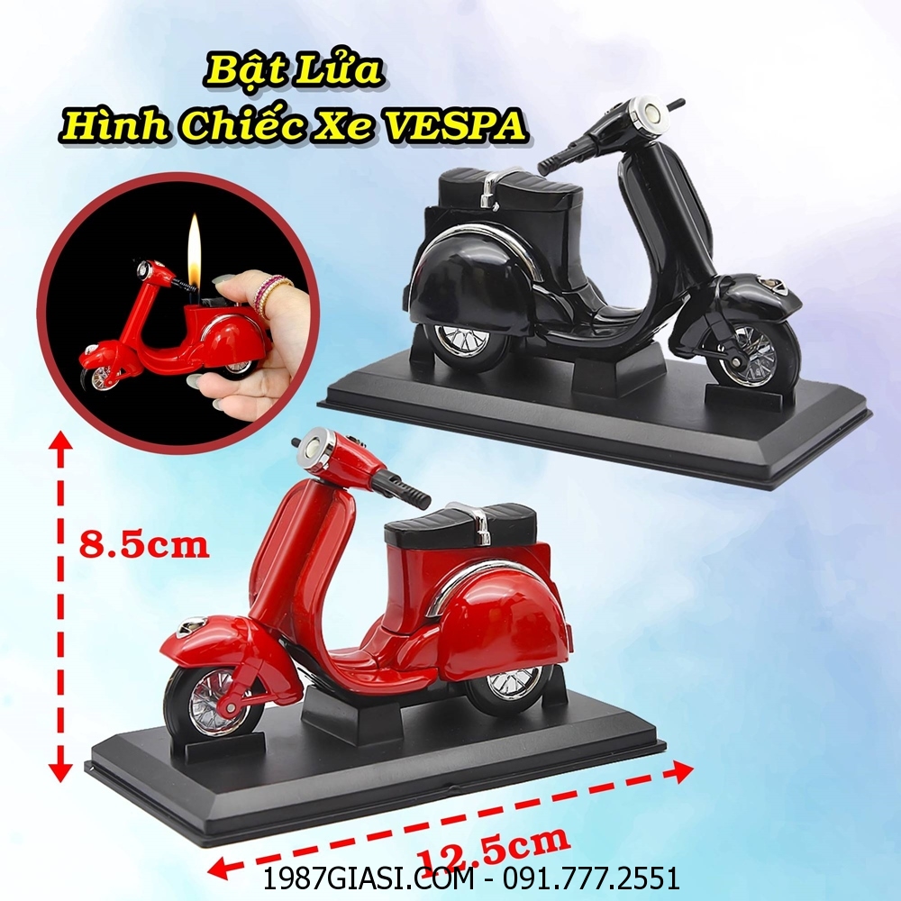 BẬT LỬA HÌNH CHIẾC XE VESPA (KIM LOẠI) FULLBOX - (XÀI GAS)