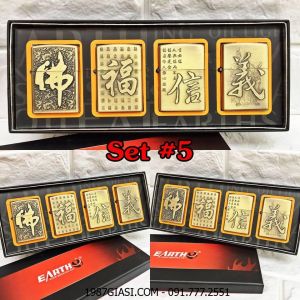 BỘ 4 BÂT LỬA ZIPPO HÌNH NỔI (PHẬT - PHÚC - TÍN - NGHĨA) - (XÀI XĂNG) SET #5