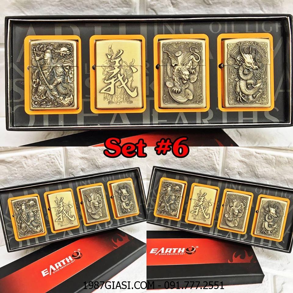 BỘ 4 BÂT LỬA ZIPPO HÌNH NỔI - (XÀI XĂNG) SET #6