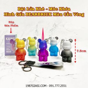 BẬT LỬA KHÈ MÓC KHÓA HÌNH GẤU BEARBRICK MÀU CẦU VÒNG - (XÀI GAS)