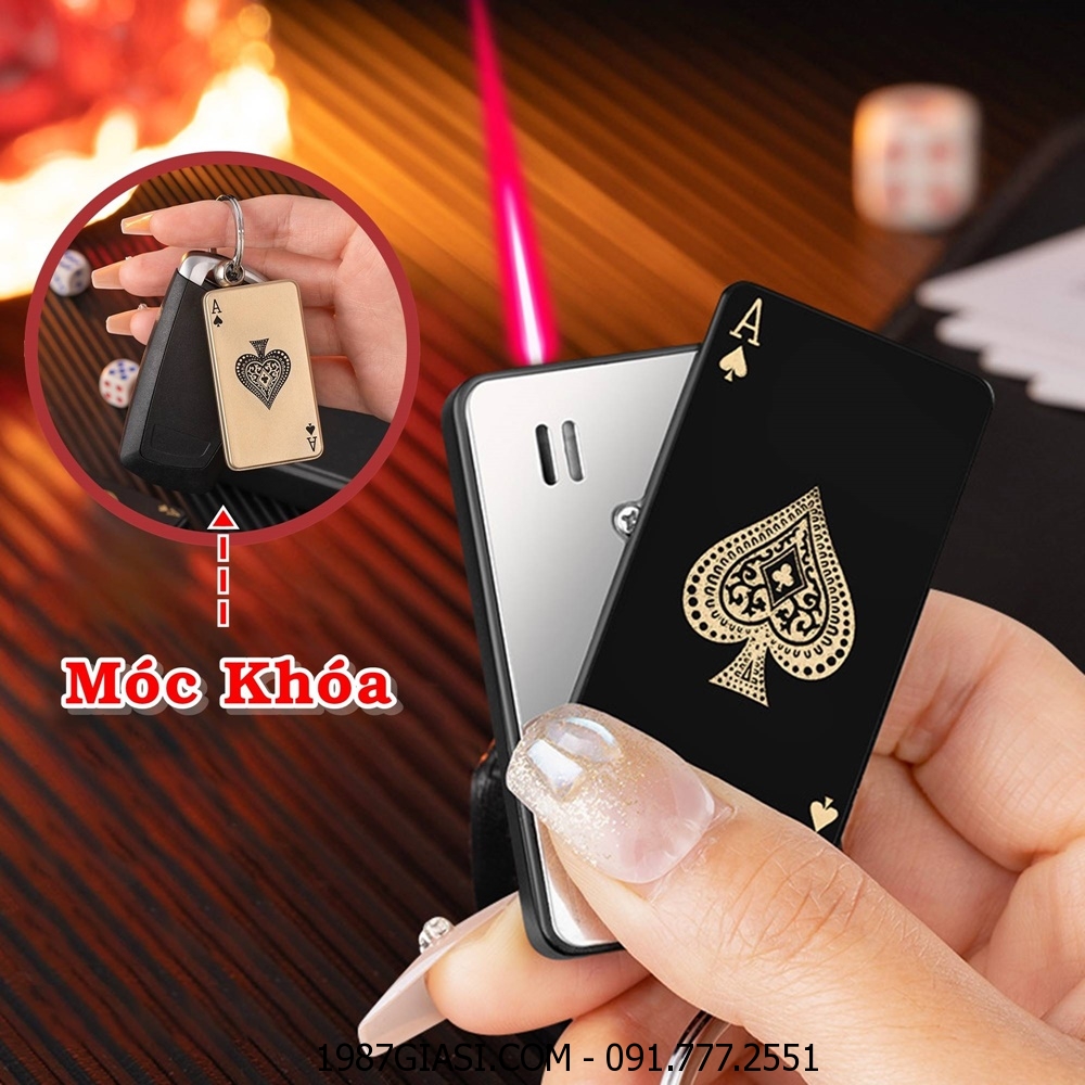 BẬT LỬA KHÈ - MÓC KHÓA HÌNH LÁ BÀI - (XÀI GAS)