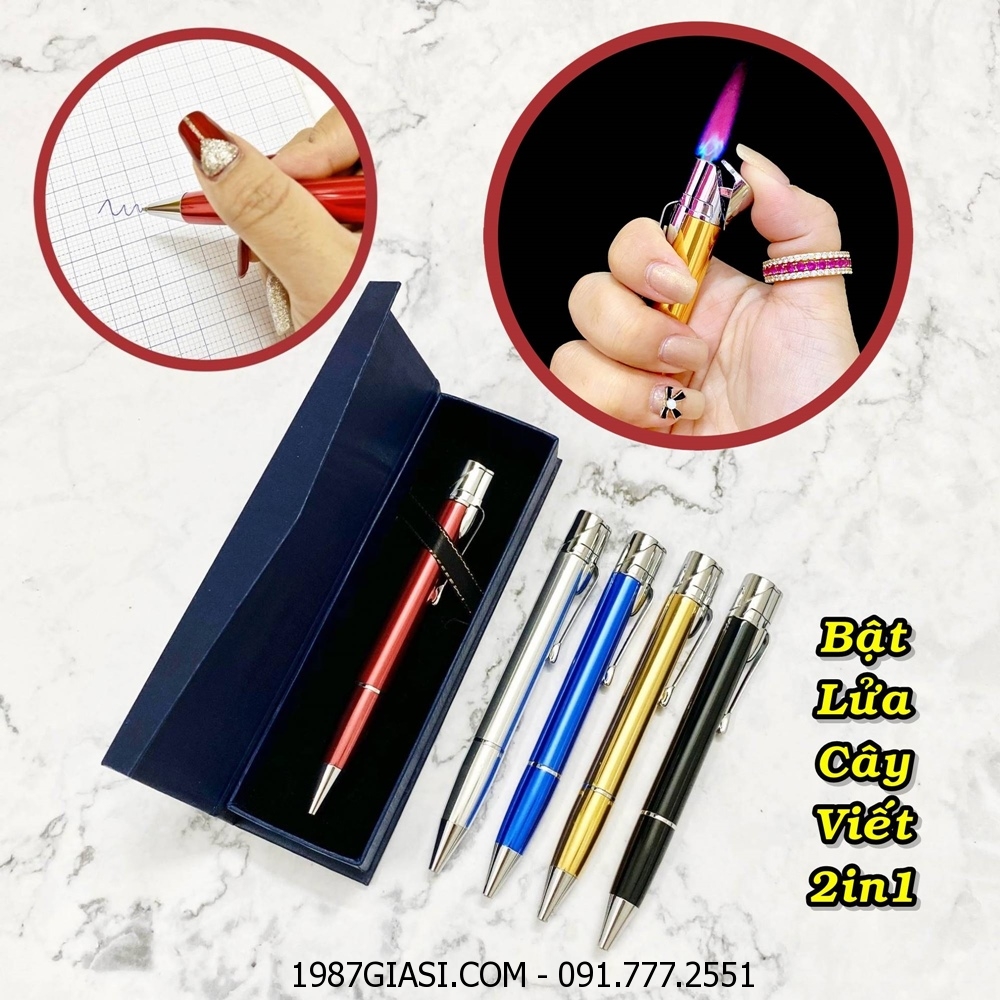 BẬT LỬA KHÈ CÂY VIẾT 2IN1 CÓ HỘP (KIM LOẠI - VIẾT CHỮ ĐƯỢC) - (XÀI GAS)