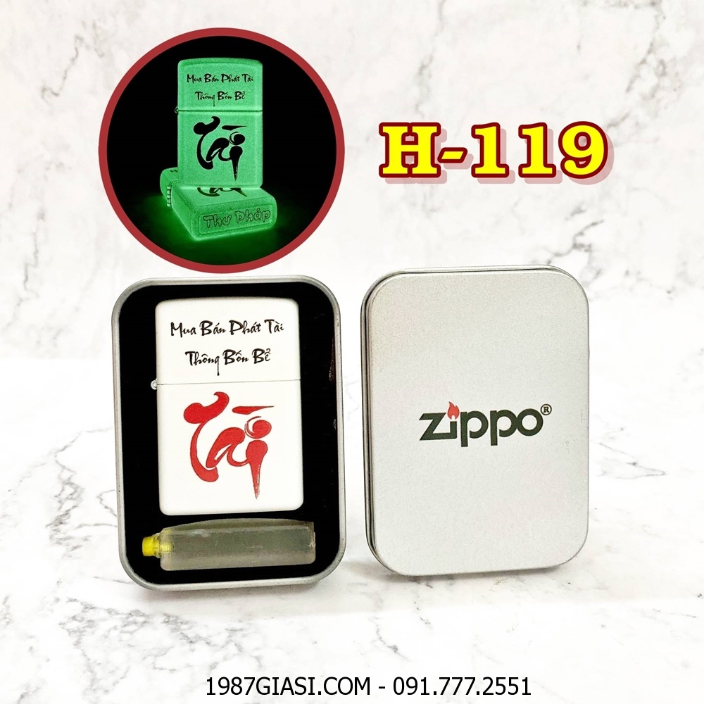 BẬT LỬA ZIPPO CHỮ TÀI THƯ PHÁP \