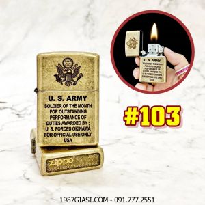 BẬT LỬA ZIPPO VÀNG CỔ U.S ARMY (QUÂN ĐỘI MỸ) (CÓ MỘC ĐÁY) - (XÀI XĂNG) #103