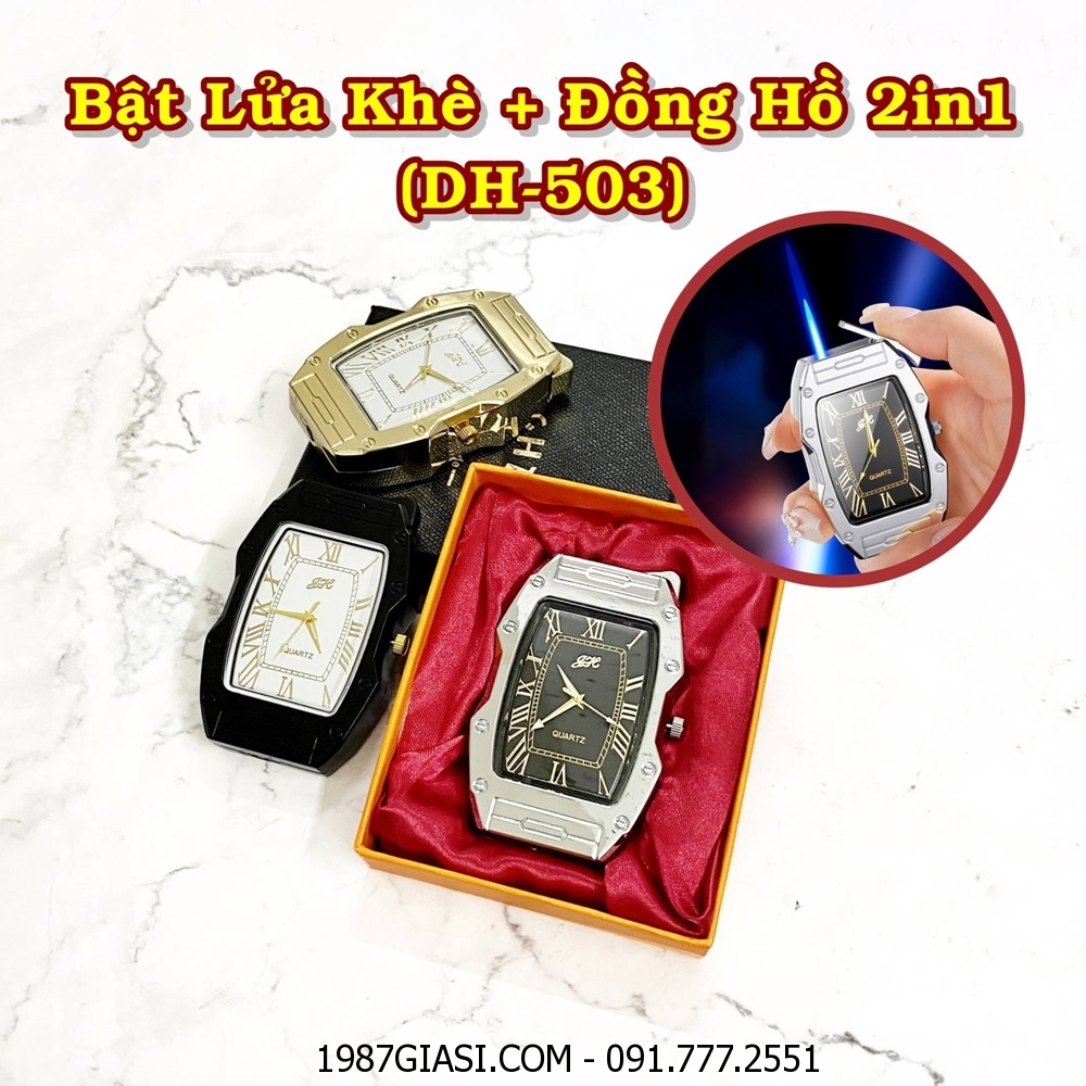 BẬT LỬA KHÈ - ĐỒNG HỒ 2IN1 DH-503 (CÓ HỘP) - (XÀI GAS)