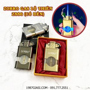 BẬT LỬA KHÈ ZORRO GAS LỘ THIÊN Z886 (CÓ ĐÈN) (CÓ HỘP) - (XÀI GAS)