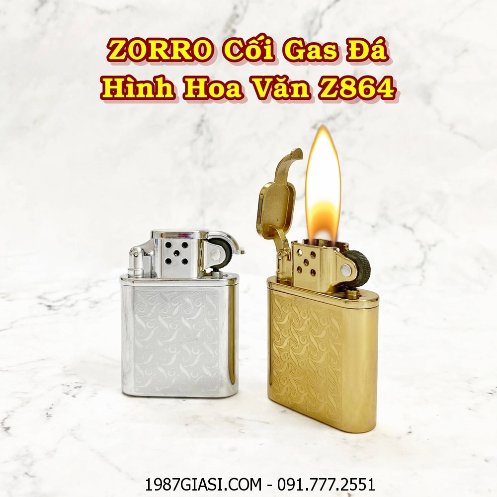 BẬT LỬA ZORRO CỐI GAS ĐÁ HÌNH HOA VĂN Z864 - (XÀI GAS)