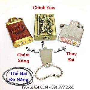 MÓC KHÓA - THẺ BÀI ĐA NĂNG "THAY ĐÁ, CHÂM XĂNG, CHỈNH GAS" (KIM LOẠI)