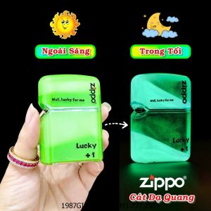 BẬT LỬA ZIPPO CÁT DẠ QUANG HÚT ÁNH SÁNG (TẶNG KÈM HỘP TRƯNG BÀY) - (XÀI XĂNG) #XANH LÁ