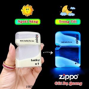 BẬT LỬA ZIPPO CÁT DẠ QUANG HÚT ÁNH SÁNG (TẶNG KÈM HỘP TRƯNG BÀY) - (XÀI XĂNG) #TRẮNG