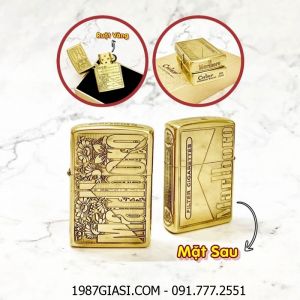 BẬT LỬA ZIPPO CHIEF BÓNG RUỘT VÀNG - KHẮC 5 MẶT LOGO MARLBORO C-6 (FULL BOX) - (XÀI XĂNG)