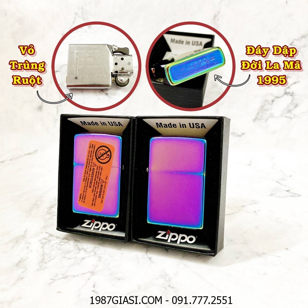 BẬT LỬA ZIPPO MỸ TRƠN BÓNG - ĐỜI LA MÃ 1995 - RUỘT USA (CÓ TEM ĐỎ) - (XÀI XĂNG) #7 MÀU