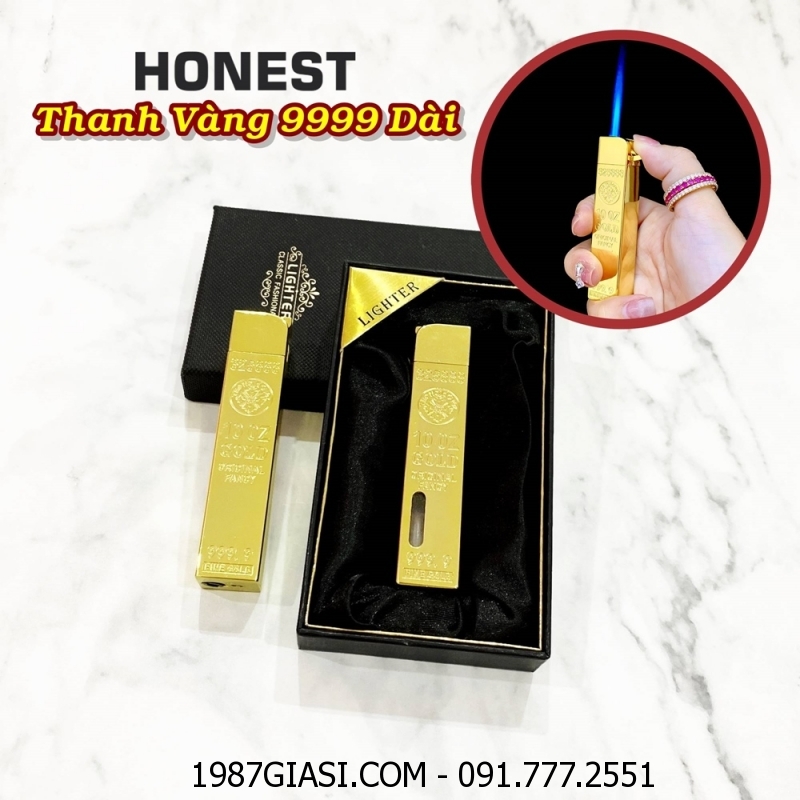 BẬT LỬA KHÈ HONEST HÌNH THANH VÀNG 9999 DÀI (THỎI VÀNG 9999 DÀI) (CÓ HỘP) - (XÀI GAS)