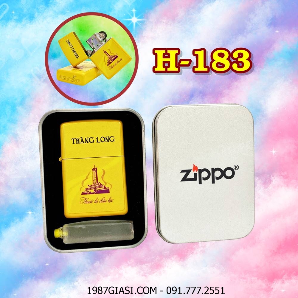 BẬT LỬA ZIPPO SƠN TĨNH ĐIỆN 2 MẶT HÌNH GÓI THUỐC LÁ THĂNG LONG (HỘP THIẾC KÈM XĂNG) H-183