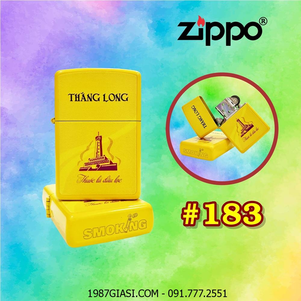 BẬT LỬA ZIPPO SƠN TĨNH ĐIỆN 2 MẶT HÌNH GÓI THUỐC LÁ THĂNG LONG (XÀI XĂNG) #183