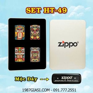 BỘ 4 BÂT LỬA ZIPPO SƠN TĨNH ĐIỆN 2 MẶT PHIÊN BẢN NHẬT HÌNH KỲ LÂN CHIÊU TÀI CÁC KIỂU (CÓ MỘC ĐÁY) (HỘP THIẾC) - (XÀI XĂNG) #SET HT-49