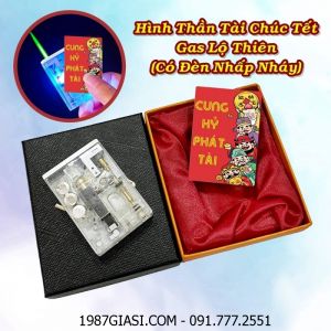 BẬT LỬA KHÈ HÌNH THẦN TÀI CHÚC TẾT - GAS LỘ THIÊN (CÓ ĐÈN NHẤP NHÁY) (CÓ HỘP) - (XÀI GAS)