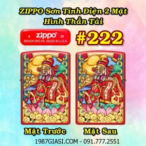 BẬT LỬA ZIPPO SƠN TĨNH ĐIỆN 2 MẶT HÌNH THẦN TÀI CÁC KIỂU (CÓ MỘC ĐÁY) - (XÀI XĂNG) #222