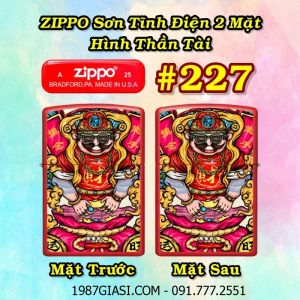 BẬT LỬA ZIPPO SƠN TĨNH ĐIỆN 2 MẶT HÌNH THẦN TÀI CÁC KIỂU (CÓ MỘC ĐÁY) - (XÀI XĂNG) #227