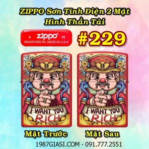 BẬT LỬA ZIPPO SƠN TĨNH ĐIỆN 2 MẶT HÌNH THẦN TÀI CÁC KIỂU (CÓ MỘC ĐÁY) - (XÀI XĂNG) #229