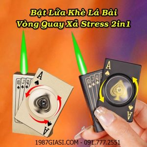 BẬT LỬA KHÈ LÁ BÀI VÒNG QUAY XẢ STRESS 2IN1 (KIM LOẠI) - (XÀI GAS)