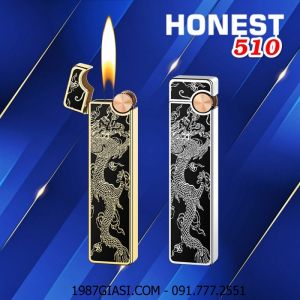 BẬT LỬA GAS ĐÁ THANH DÀI SƠN MÀI PHỦ BÓNG HÌNH RỒNG HONEST 510 - (XÀI GAS)