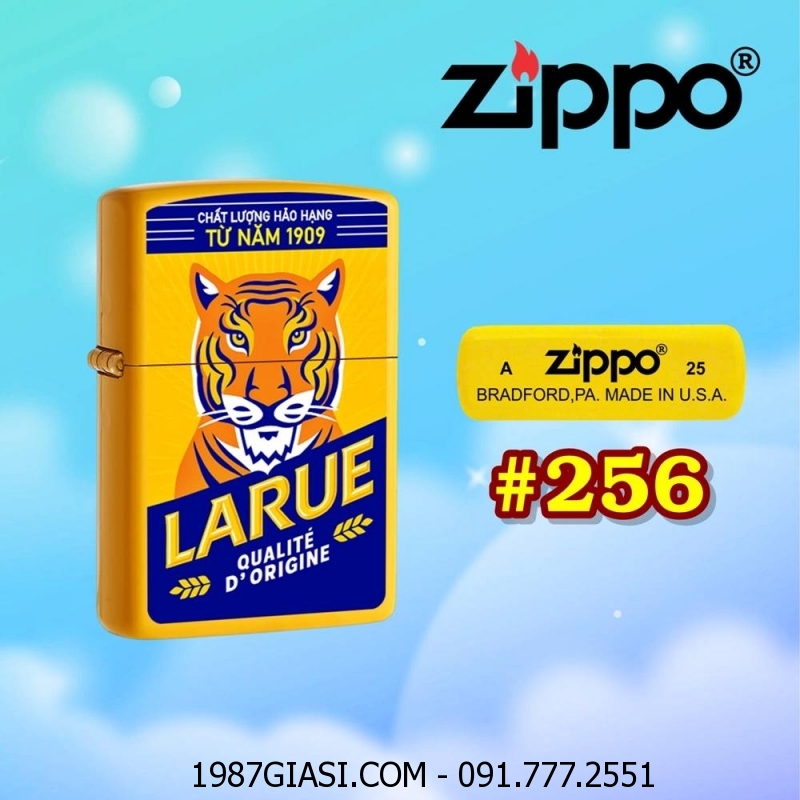 BẬT LỬA ZIPPO SƠN TĨNH ĐIỆN 2 MẶT HÌNH LOGO BIA LARUE (CÓ MỘC ĐÁY) - (XÀI XĂNG) #256