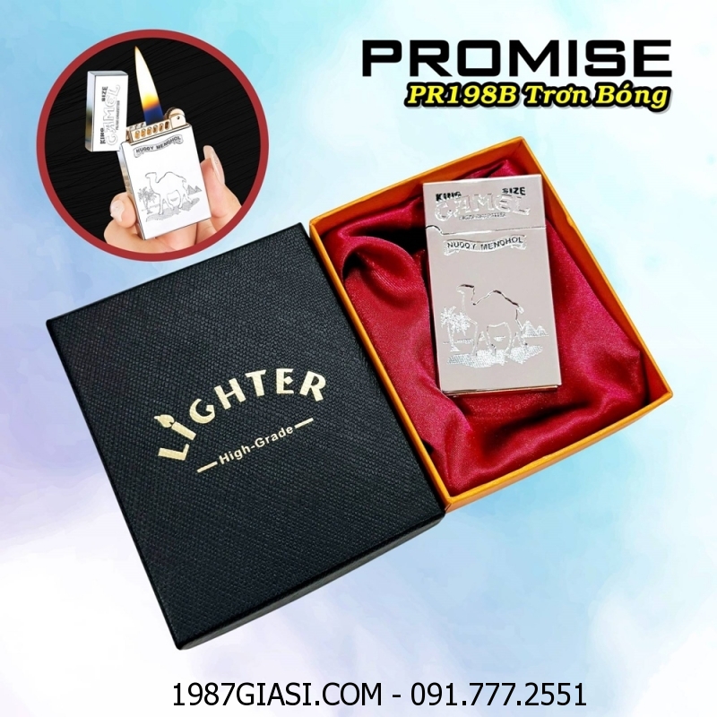 BẬT LỬA XĂNG ĐÁ PROMISE PR198B HÌNH LẠC ĐÀ TRƠN BÓNG (CÓ HỘP) - (XÀI XĂNG)