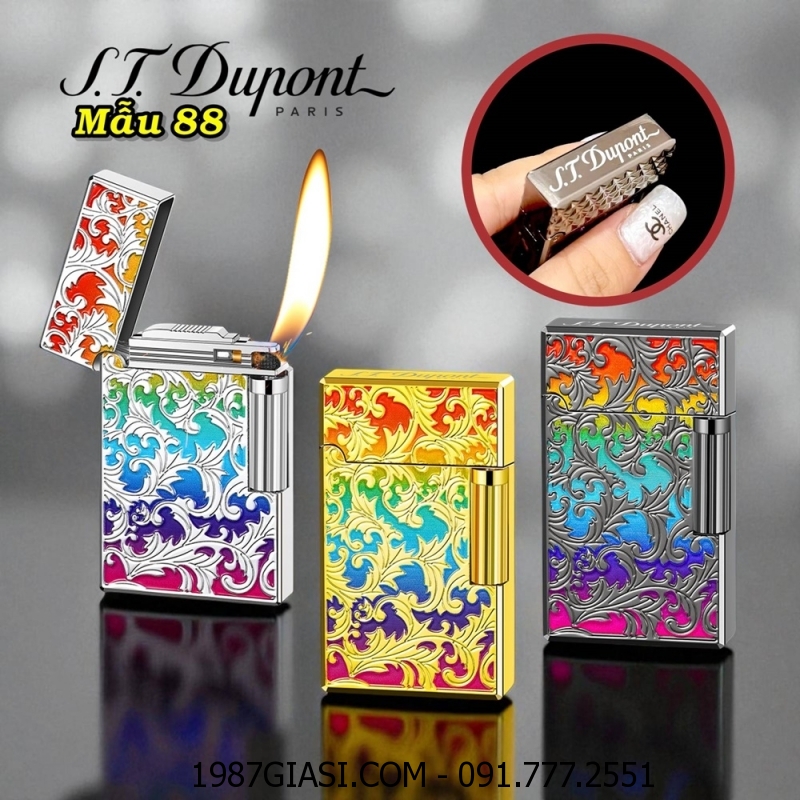 BẬT LỬA DUPONT HOA VĂN SƠN MÀI DẬP NỔI 2 MẶT M-88 (S.T. DUPONT) - (XÀI GAS)