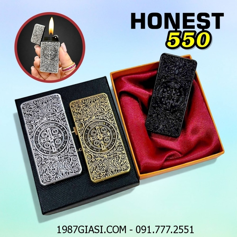 BẬT LỬA HONEST 550 SIÊU MỎNG HÌNH CÂY THÁNH GIÁ TRỪ TÀ CONSTANTINE (CÓ HỘP) - (XÀI GAS)