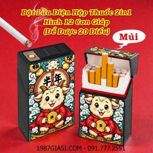 BẬT LỬA ĐIỆN HỘP THUỐC 2IN1 HÌNH 12 CON GIÁP (ĐỂ ĐƯỢC 20 ĐIẾU) (FULLBOX) - (SẠC ĐIỆN) #MÙI (DÊ)