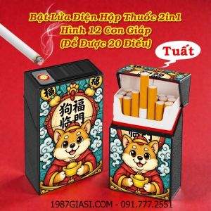 BẬT LỬA ĐIỆN HỘP THUỐC 2IN1 HÌNH 12 CON GIÁP (ĐỂ ĐƯỢC 20 ĐIẾU) (FULLBOX) - (SẠC ĐIỆN) #TUẤT (CHÓ)