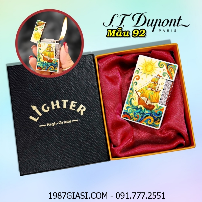 BẬT LỬA DUPONT HÌNH CHIẾC THUYỀN THUẬN BUỒM XUÔI GIÓ M-92 (S.T. DUPONT) (CÓ HỘP) - (XÀI GAS)