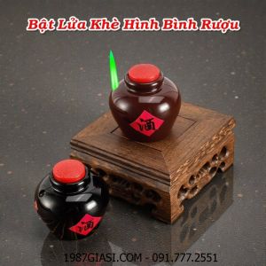 BẬT LỬA KHÈ HÌNH BÌNH RƯỢU KIM LOẠI (FULLBOX) - (XÀI GAS)