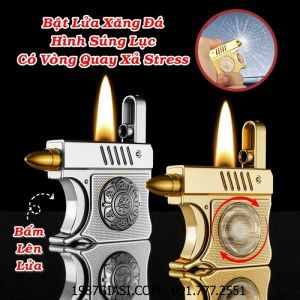 BẬT LỬA XĂNG ĐÁ HÌNH SÚNG LỤC CÓ VÒNG QUAY XẢ STRESS (FULLBOX) - (XÀI XĂNG)